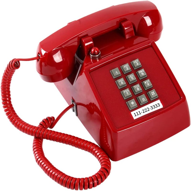 HTMengt Traditional Red Landline Phone, Retro Corded Telephone Visible Ringing Indicator, Classic 2500 Analog Desk Phone, Vintage Corded Desk Telephone Large Button, Old Red Telephone Landline for School,Home - Image 1